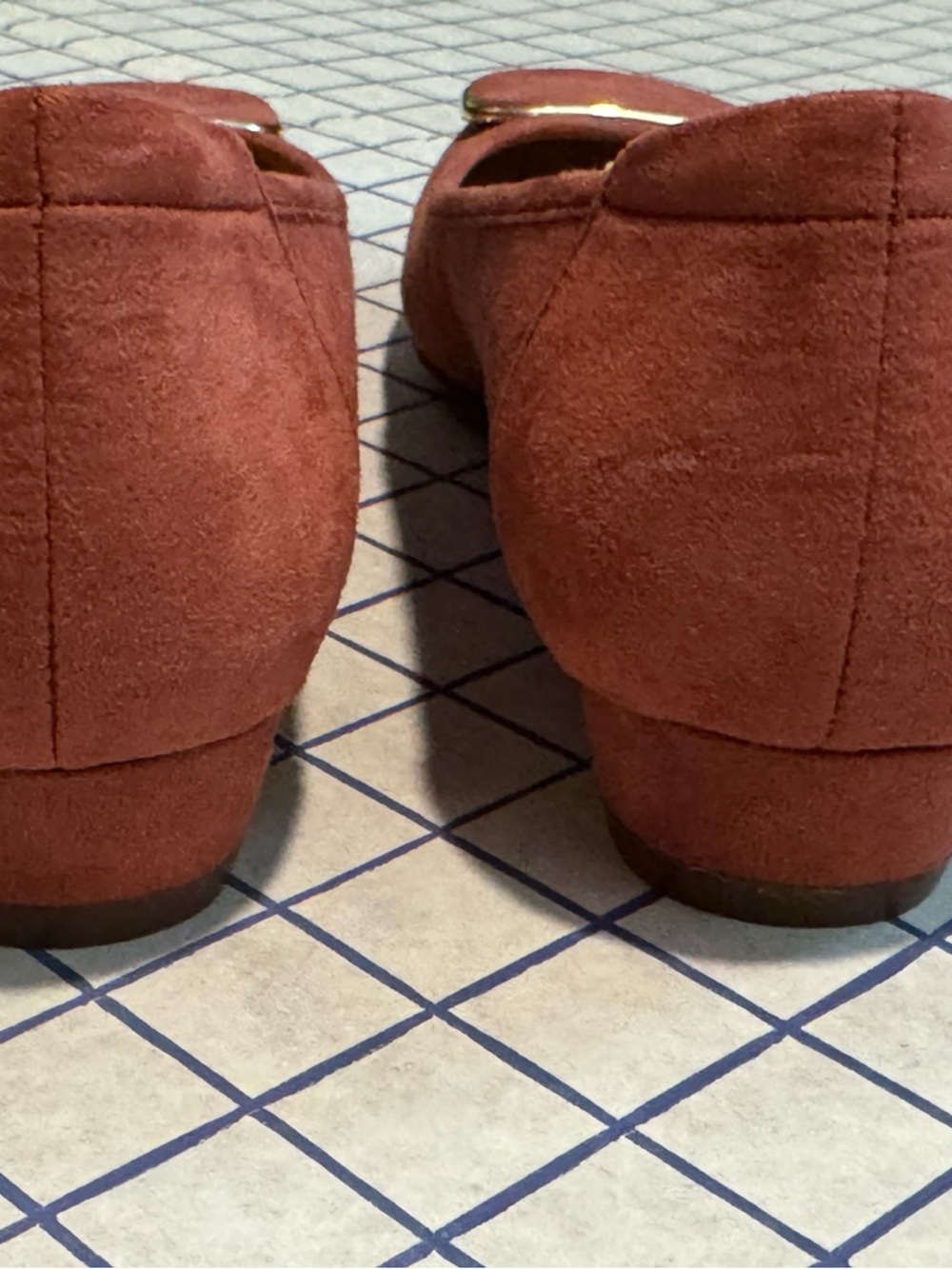 Naturalizer Rust Suede Flats with Gold-Tone Square Accent - Picture 5 of 6